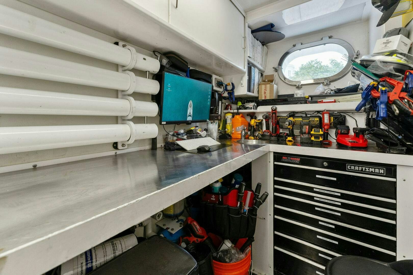 a white vehicle with a large hood aboard ANTARES Yacht for Sale