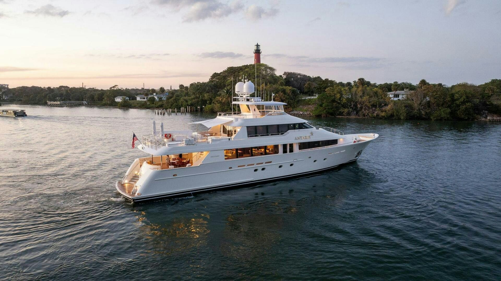 a boat on the water aboard ANTARES Yacht for Sale