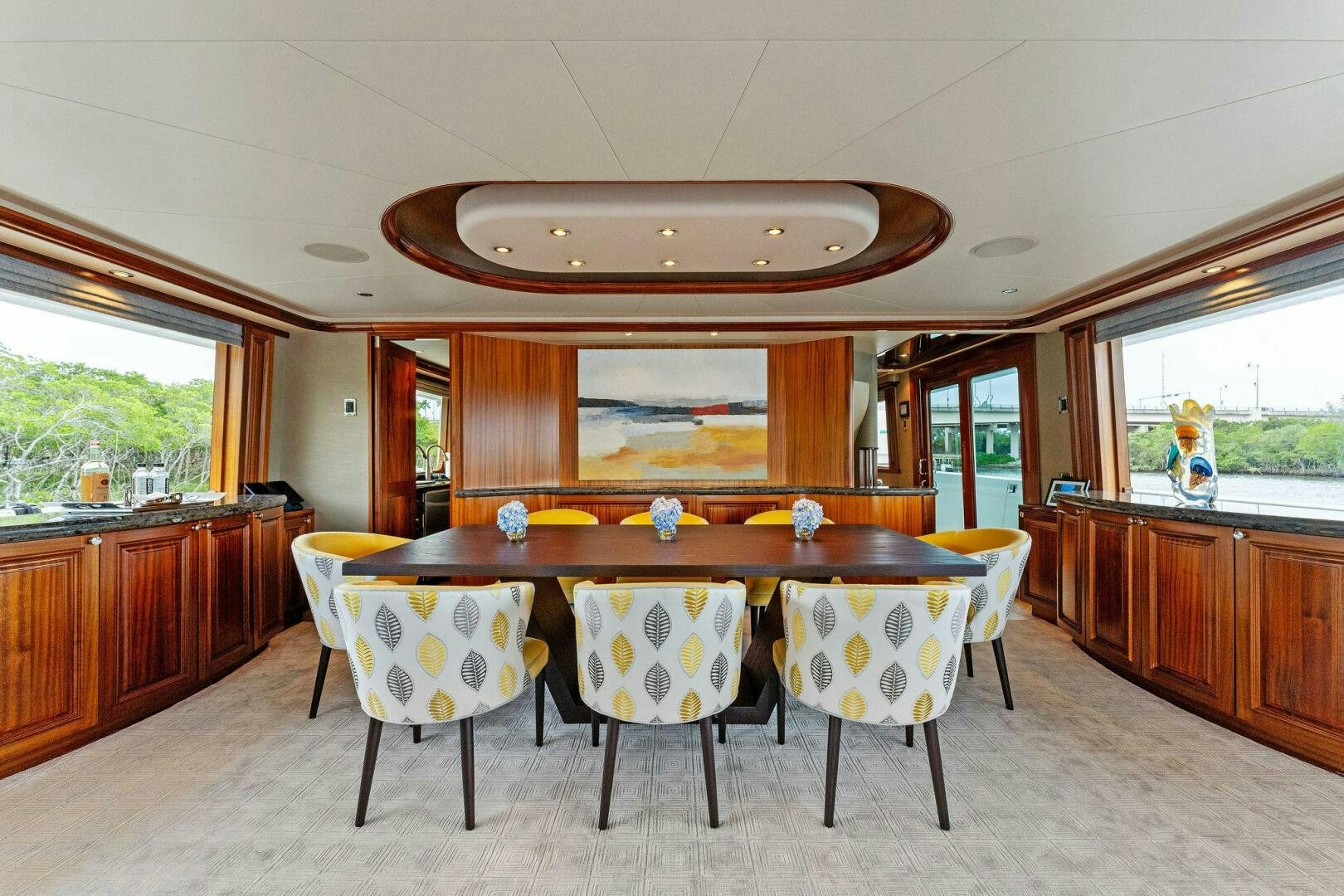 a dining table in a kitchen aboard ANTARES Yacht for Sale