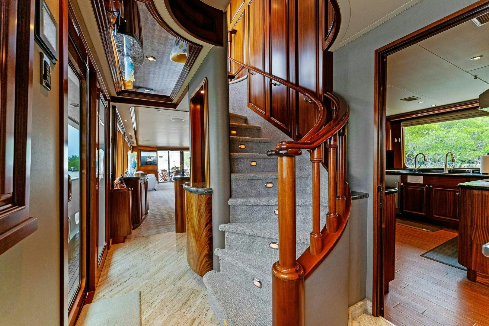 a hallway with wood floors aboard ANTARES Yacht for Sale