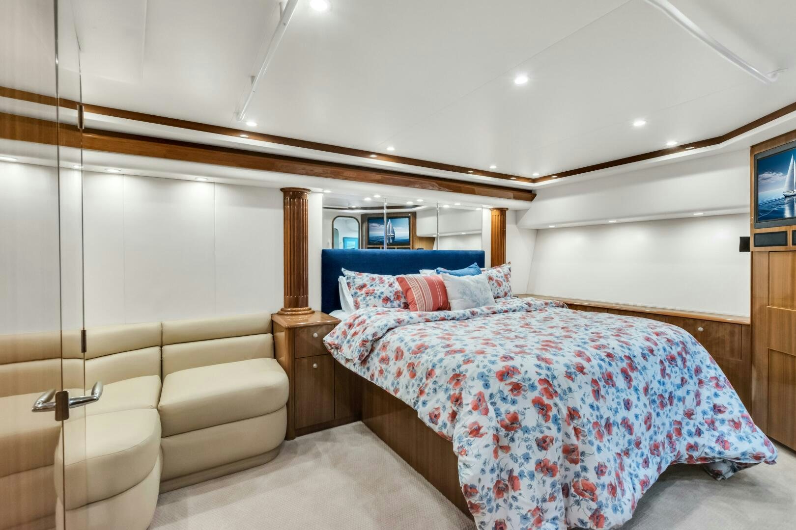 a bed in a room aboard BERRY BLESSED Yacht for Sale
