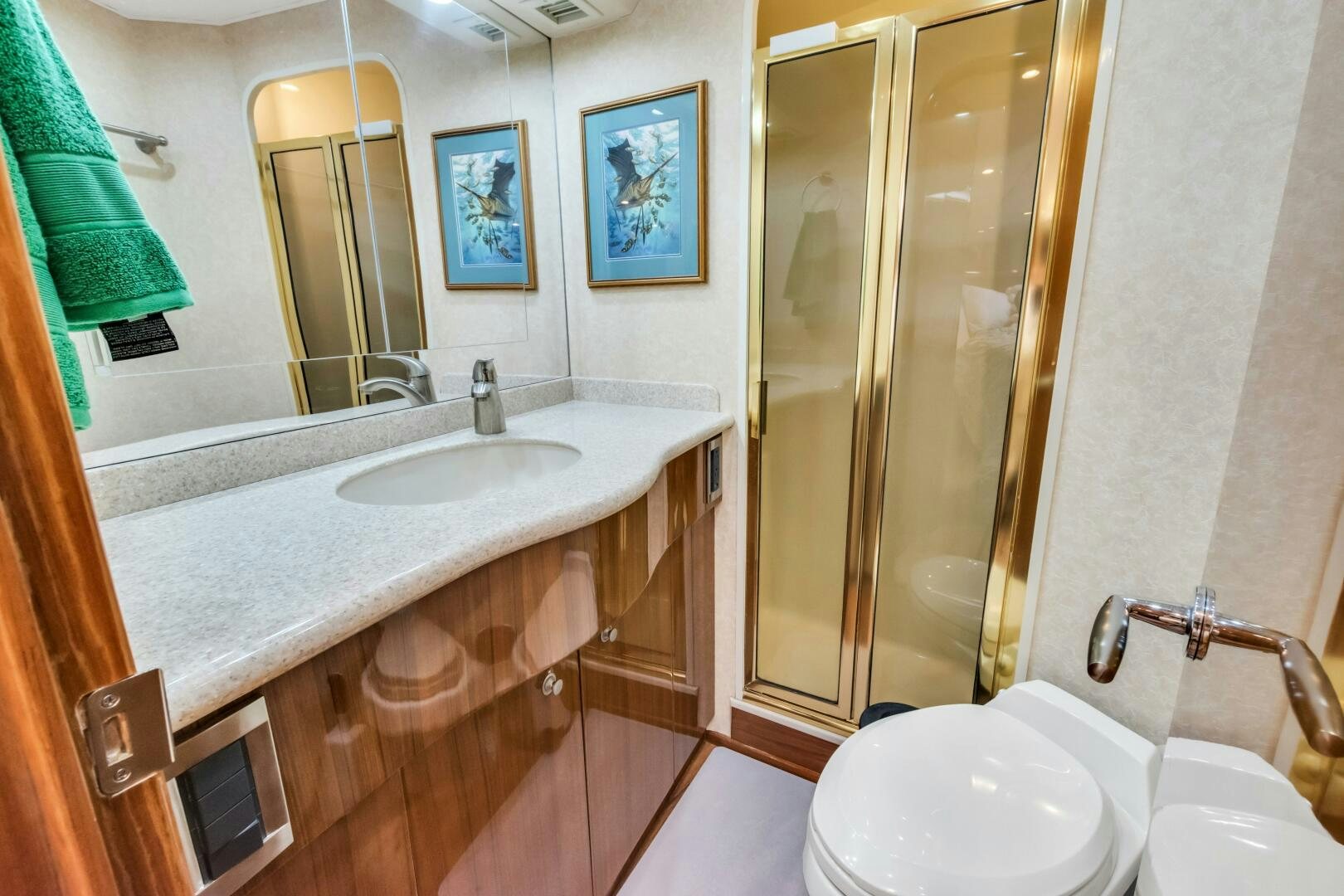 a bathroom with a sink and a toilet aboard BERRY BLESSED Yacht for Sale