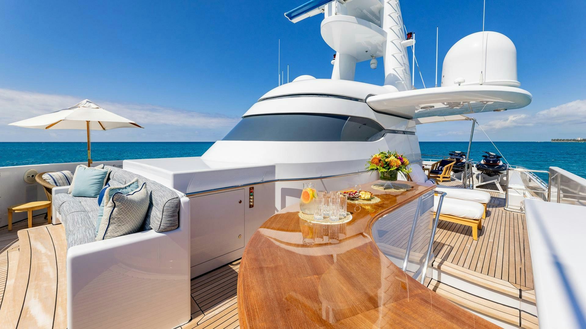 a table on a boat aboard AMANTI Yacht for Sale