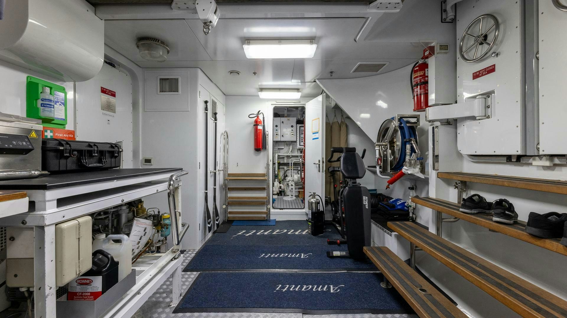 a room with machines and machinery aboard AMANTI Yacht for Sale