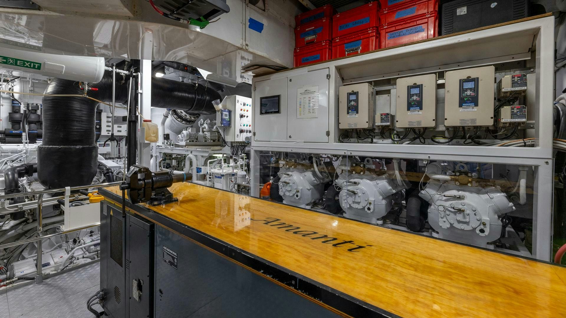 a machine with a large amount of equipment on it aboard AMANTI Yacht for Sale