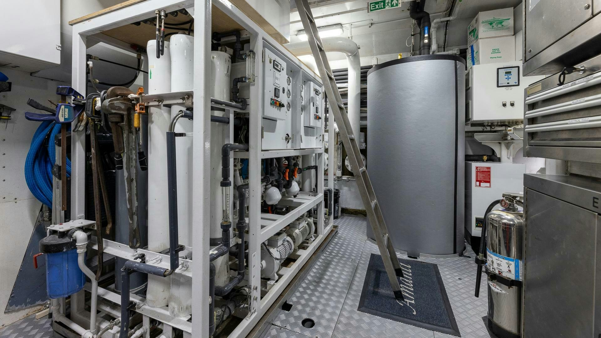 a room with machinery aboard AMANTI Yacht for Sale