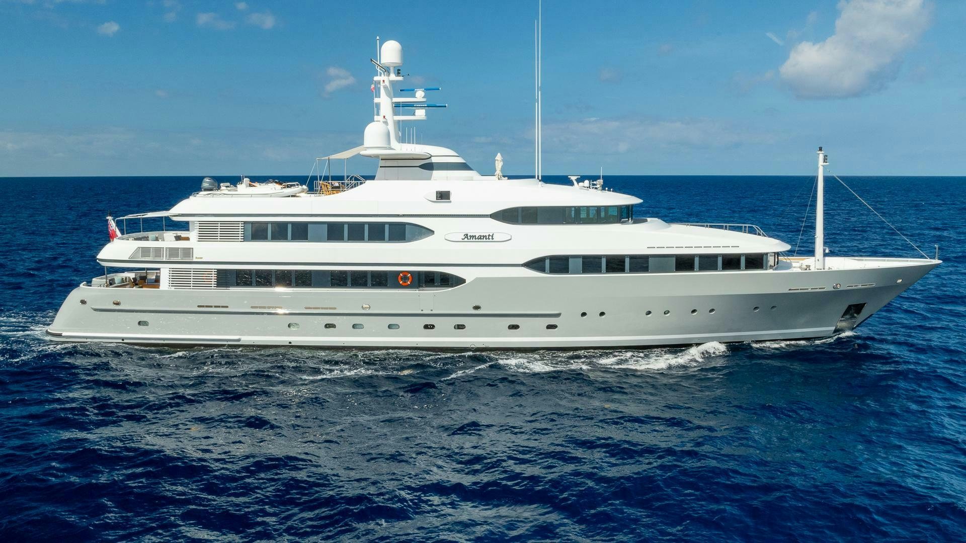a large white yacht aboard AMANTI Yacht for Sale