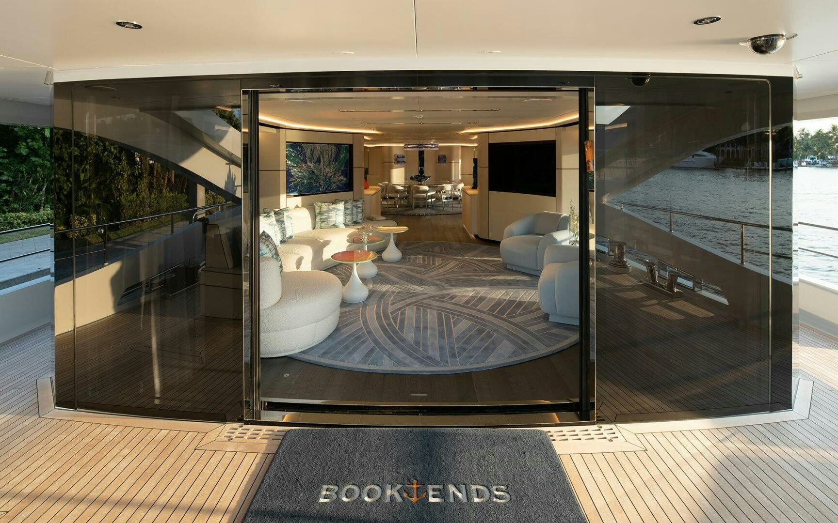 a large modern house aboard BOOK ENDS Yacht for Sale