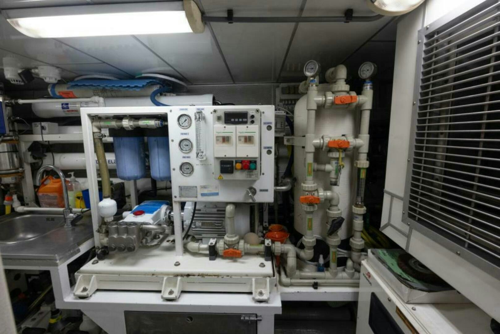 a room with machinery aboard ANTARES Yacht for Sale
