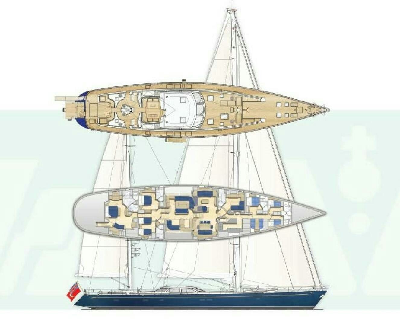 a model of a ship aboard ANTARES Yacht for Sale