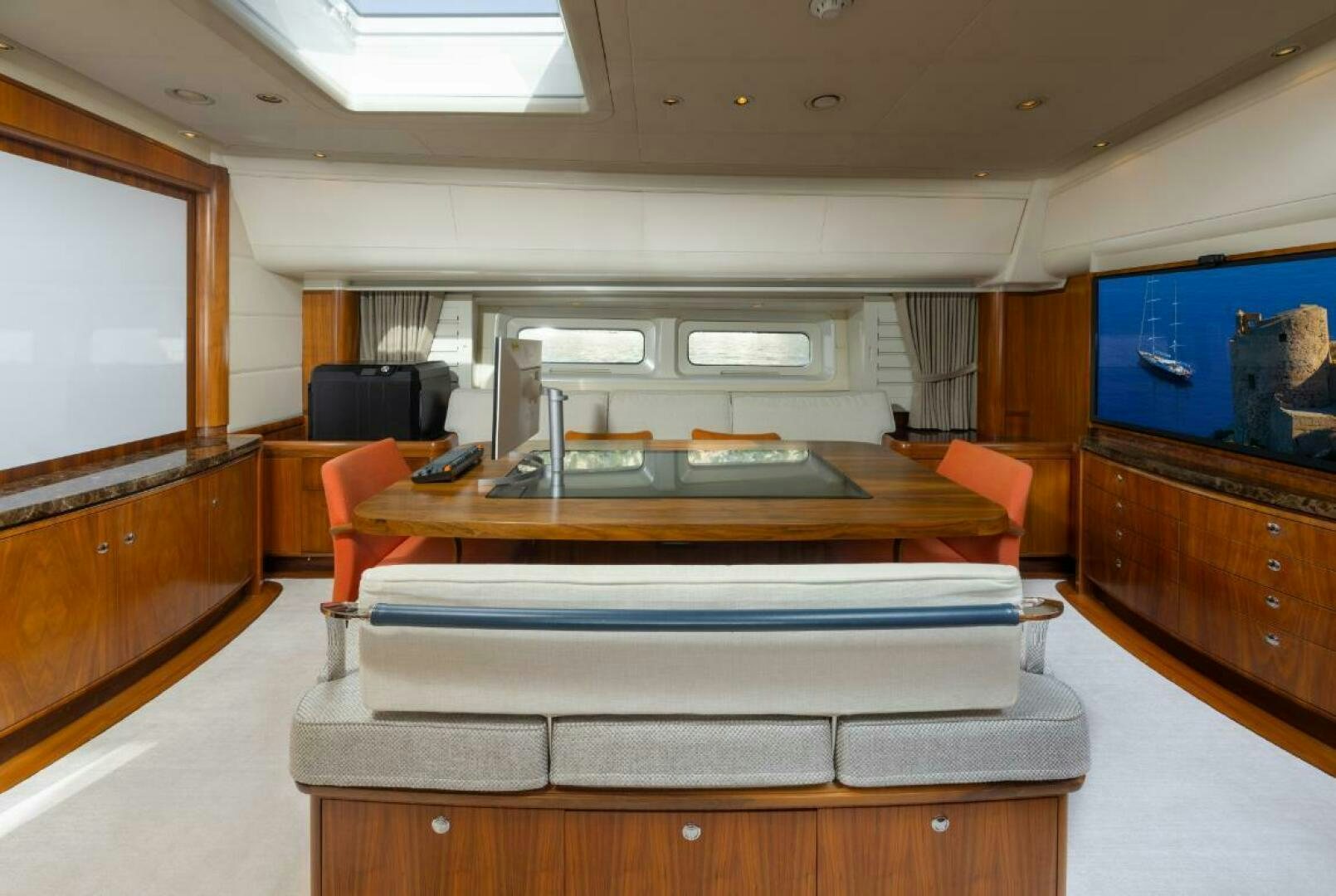 a room with a large tv aboard ANTARES Yacht for Sale