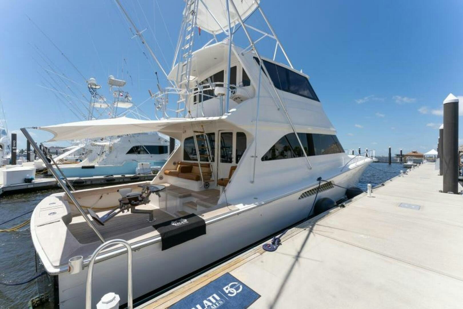 a boat docked at a pier aboard SALT STRUK Yacht for Sale