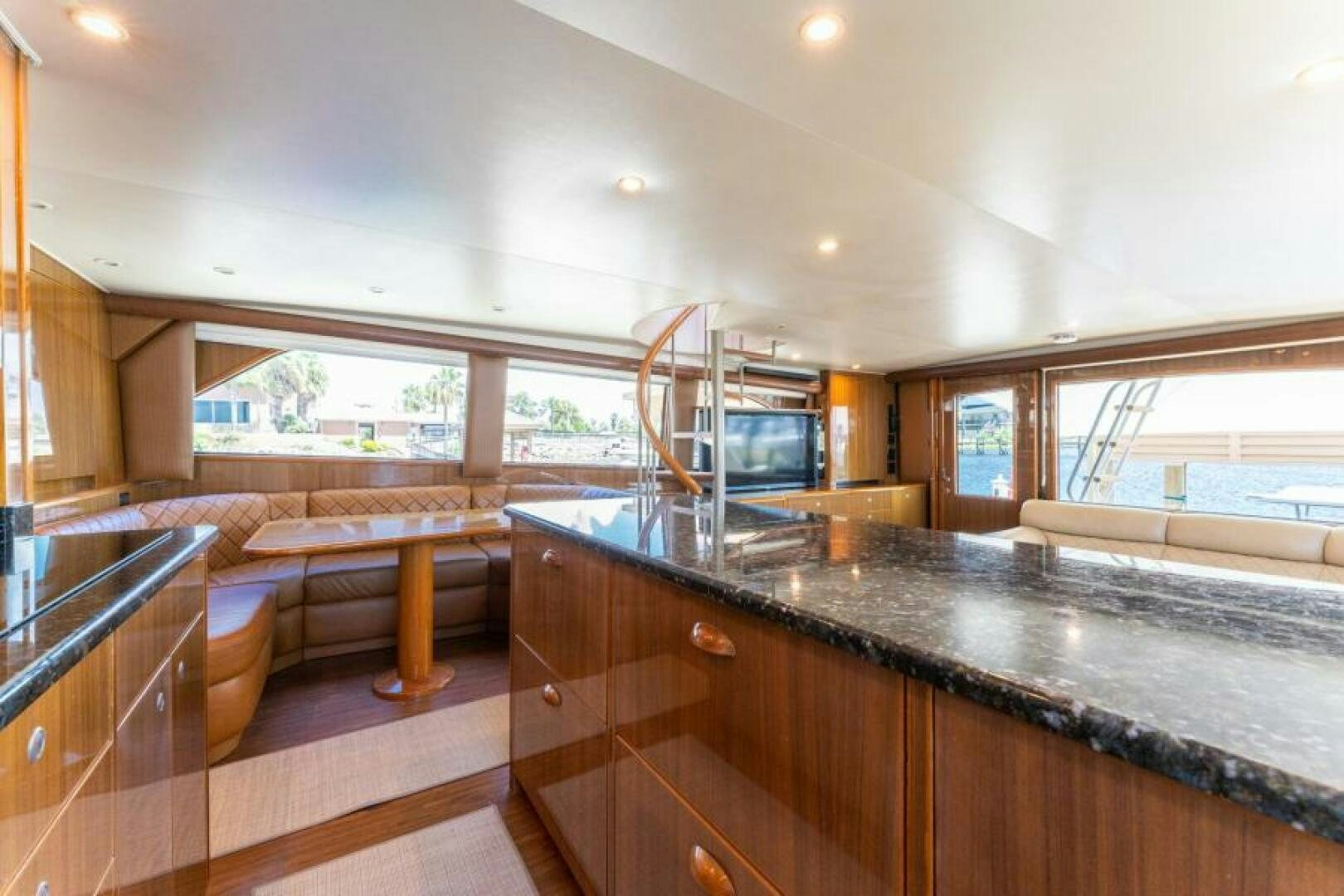 a kitchen with a large island aboard SALT STRUK Yacht for Sale