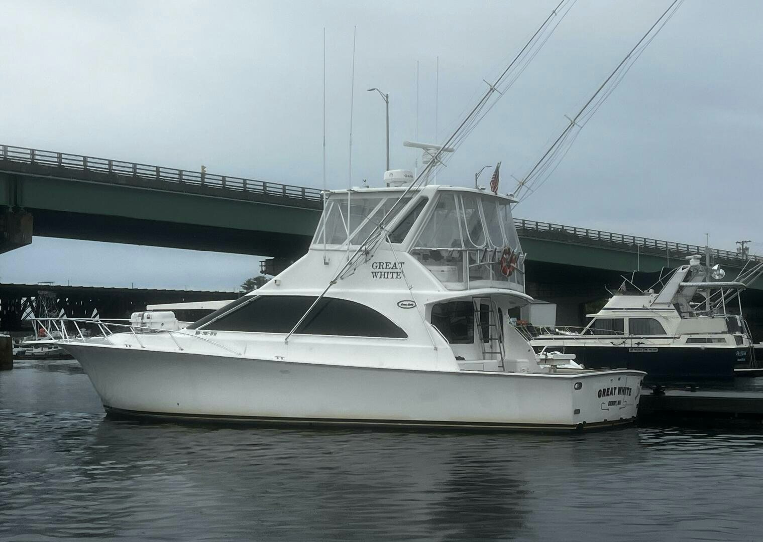 a white yacht in the water aboard GREAT WHITE Yacht for Sale