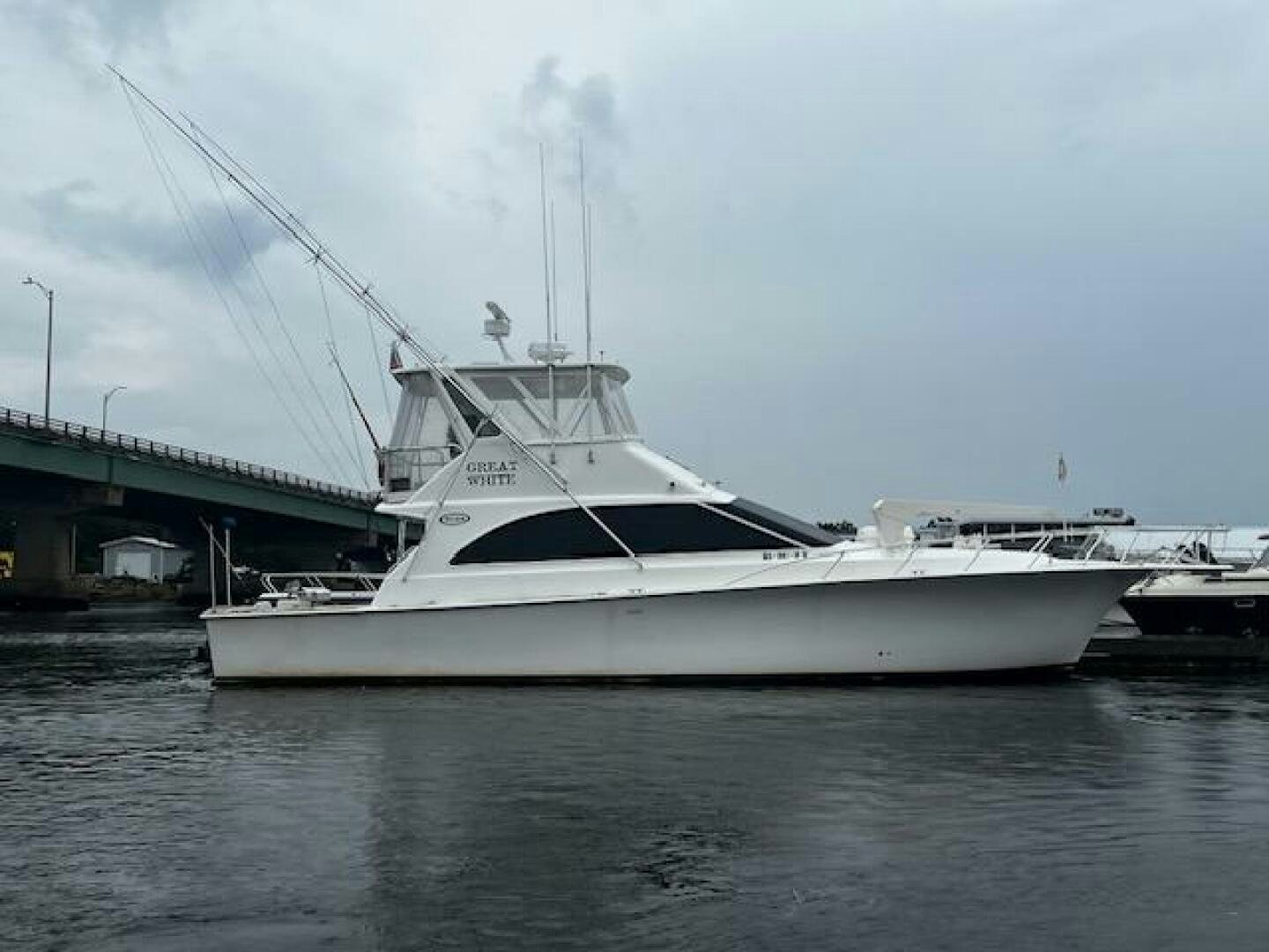 a white boat in the water aboard GREAT WHITE Yacht for Sale