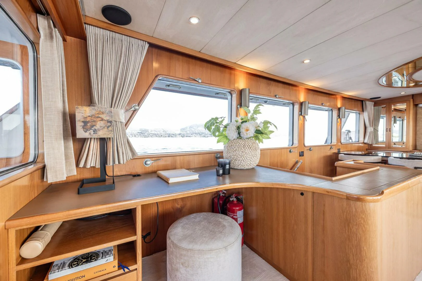 a kitchen with a large island aboard SISSI Yacht for Sale