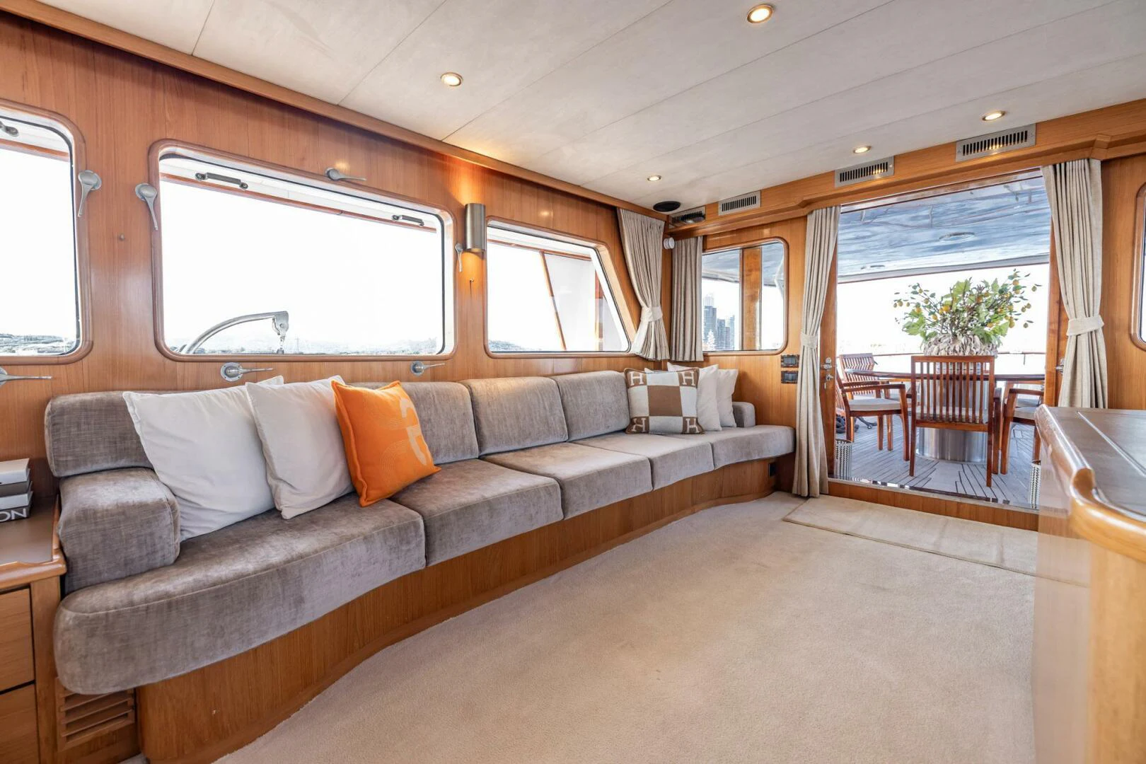 a couch in a room aboard SISSI Yacht for Sale