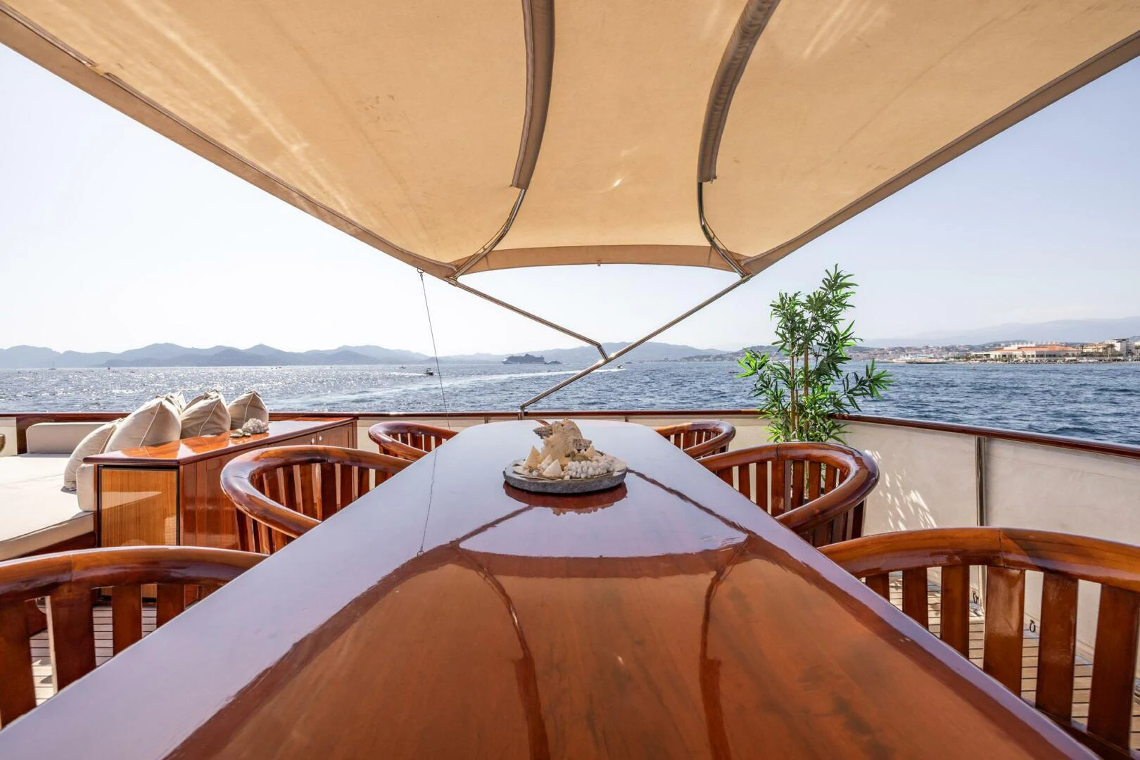 a table on a boat aboard SISSI Yacht for Sale