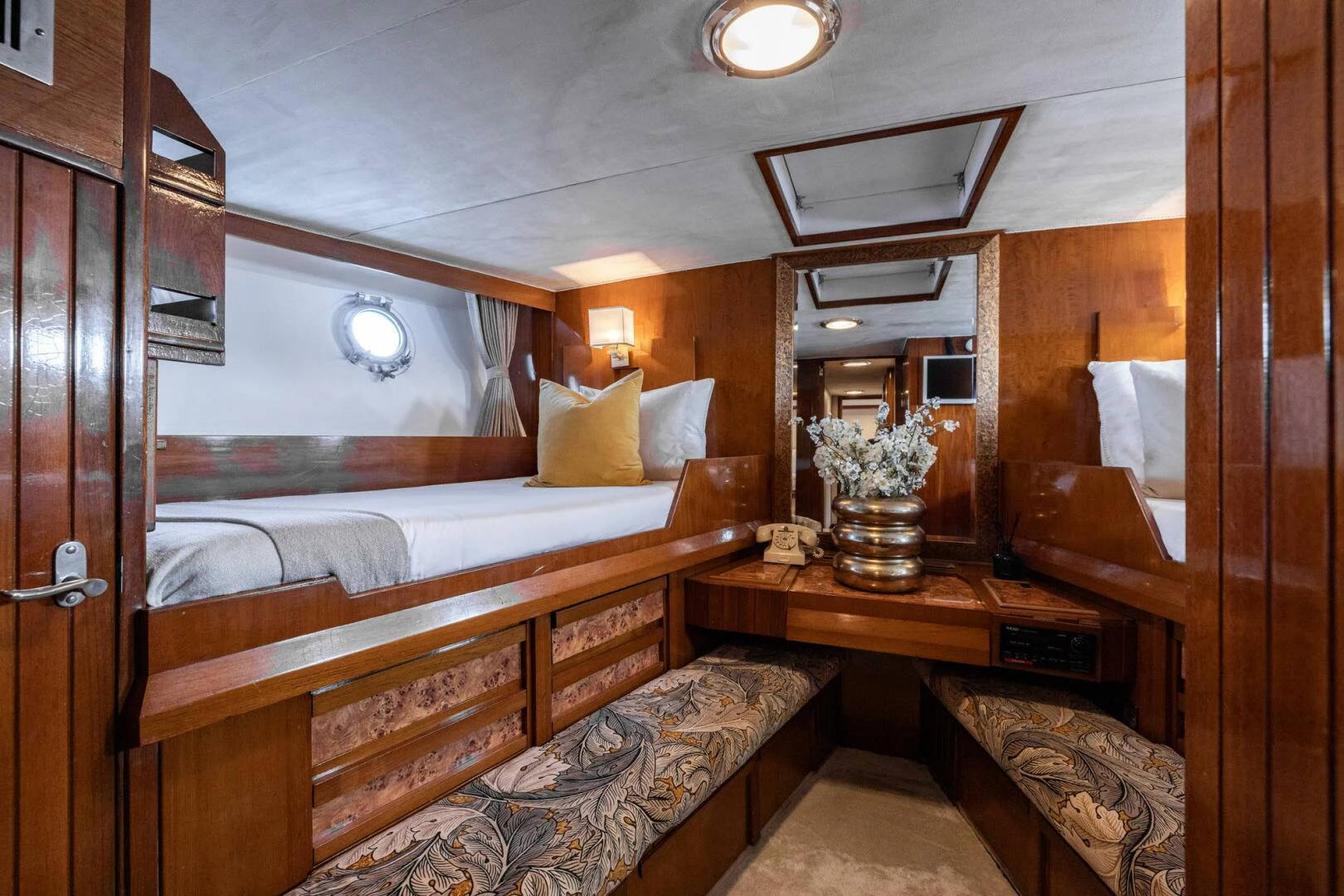 a room with two beds aboard SISSI Yacht for Sale