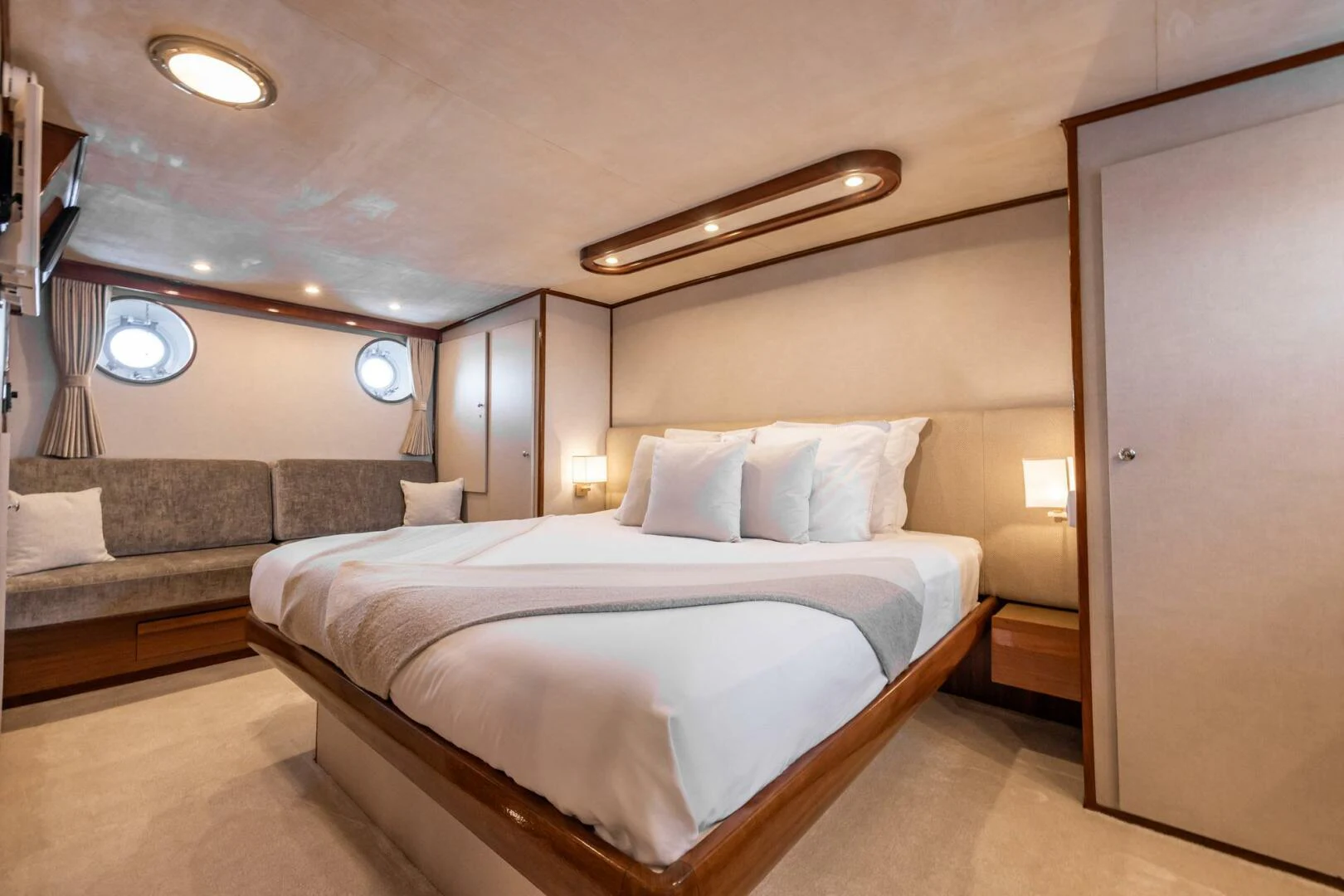 a bed in a hotel room aboard SISSI Yacht for Sale