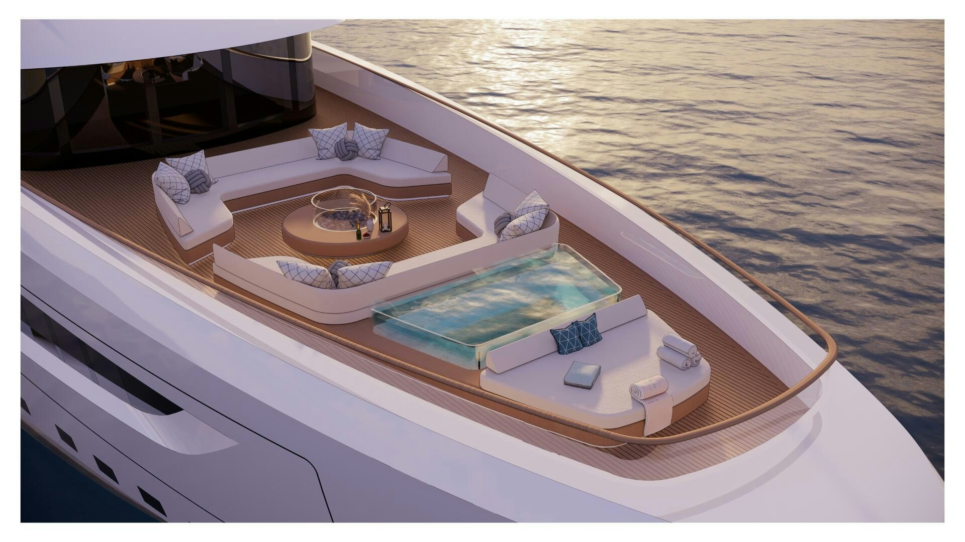 a white table with a white tablecloth and a white tablecloth with a white napkin and a aboard PERENNIAL Yacht for Sale