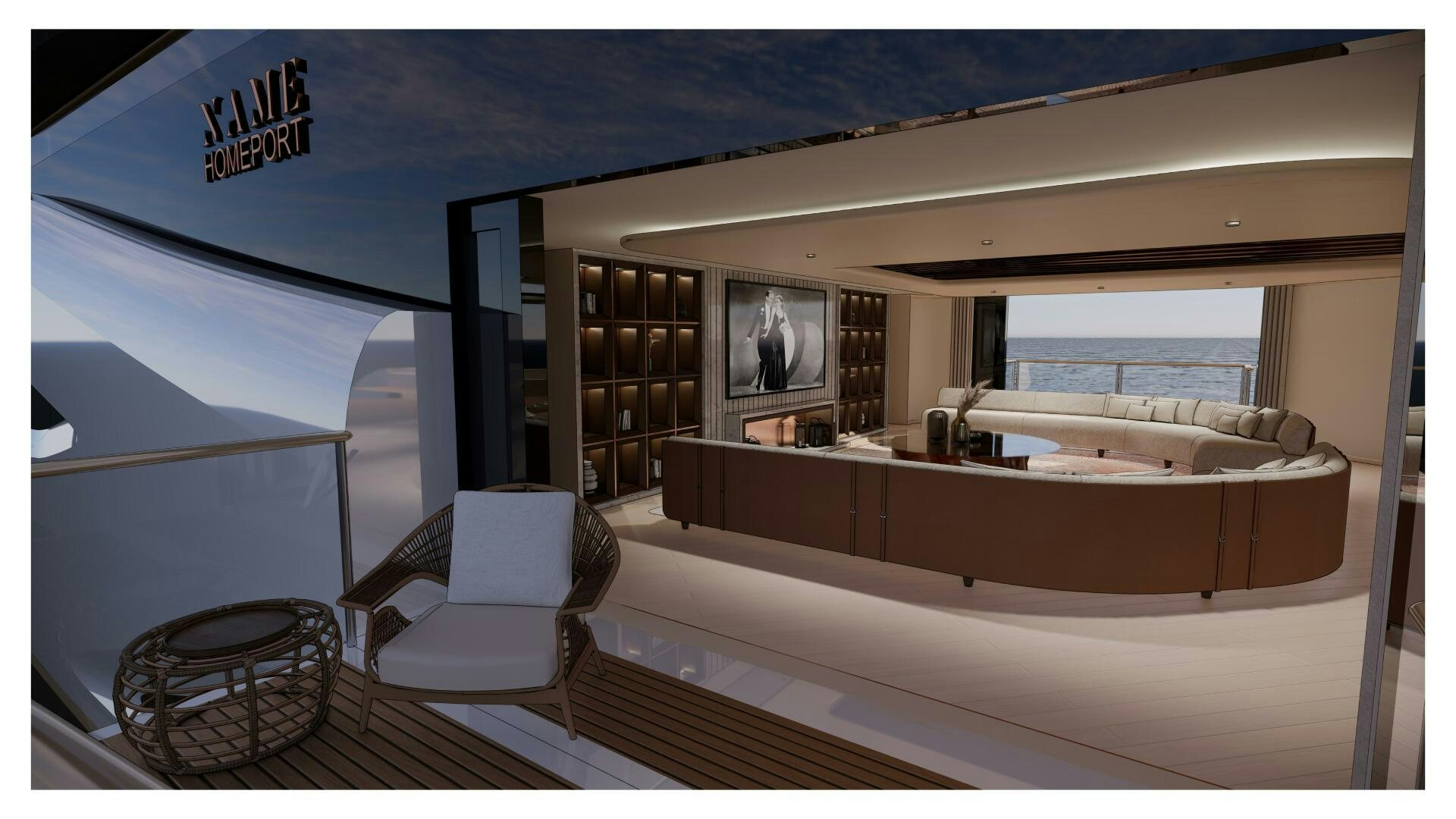 a large modern looking room aboard PERENNIAL Yacht for Sale