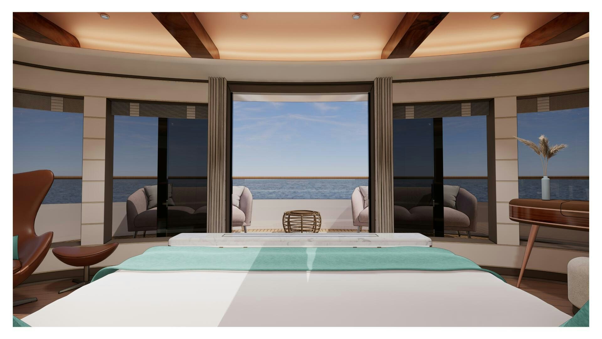 a pool table in a room aboard PERENNIAL Yacht for Sale