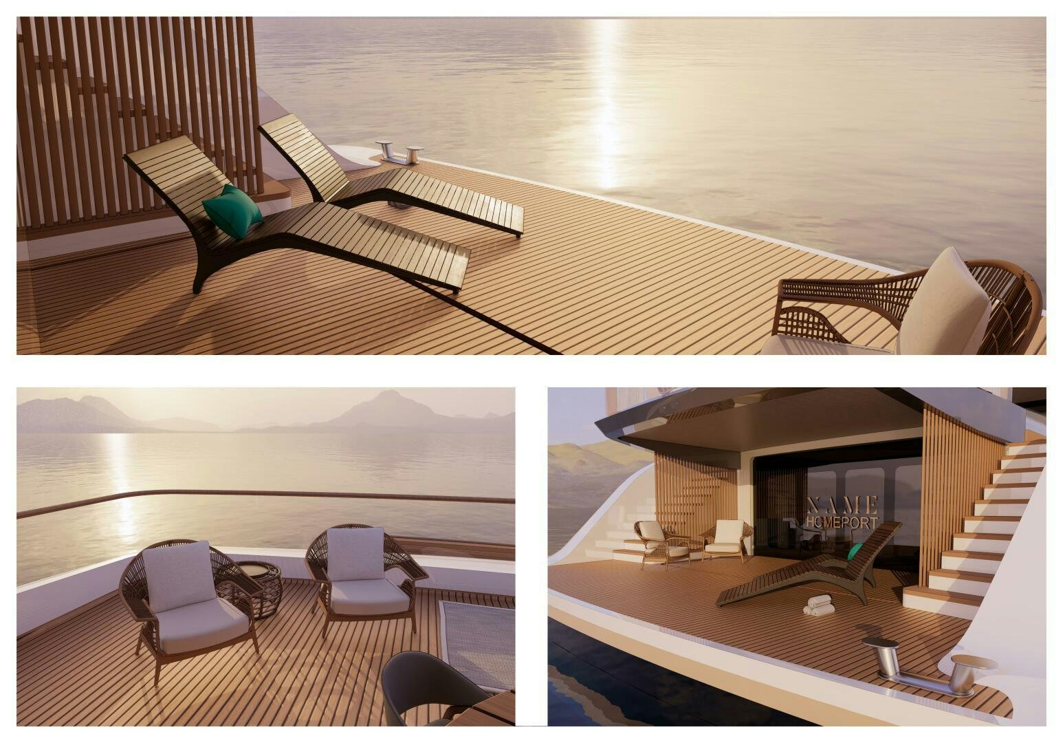 a modern looking house with a large balcony aboard PERENNIAL Yacht for Sale