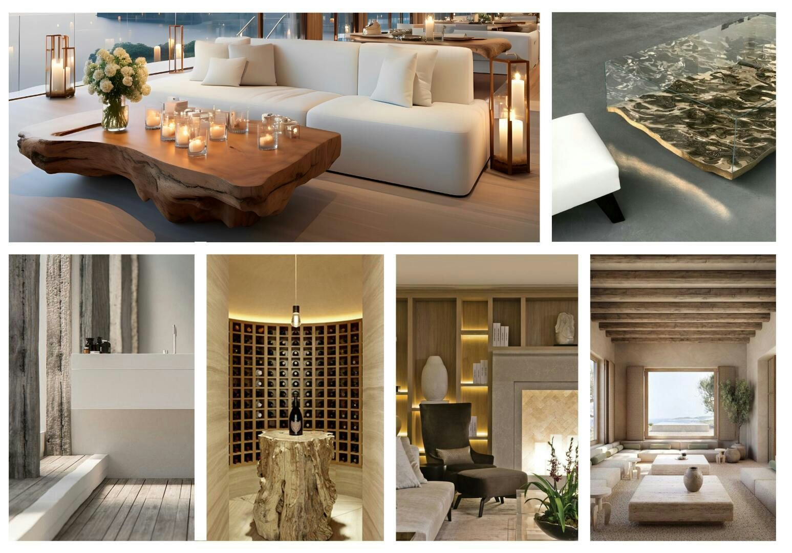 a collage of a living room aboard PERENNIAL Yacht for Sale