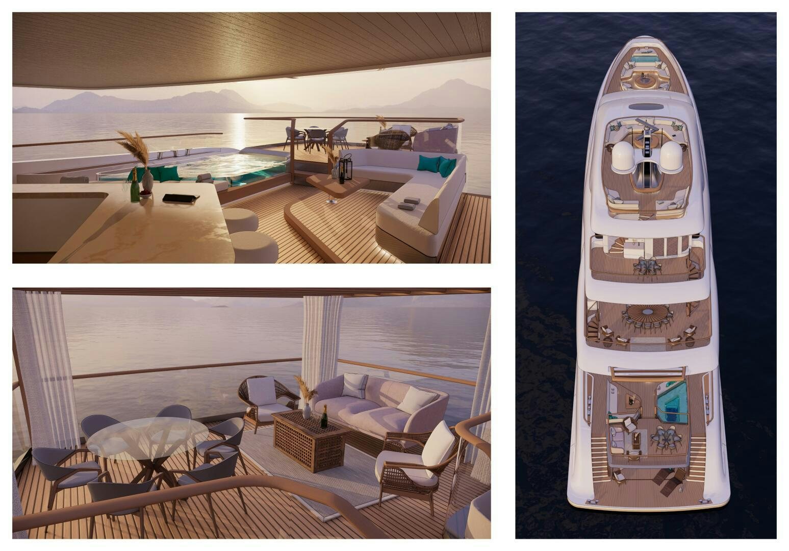 a collage of a room aboard PERENNIAL Yacht for Sale