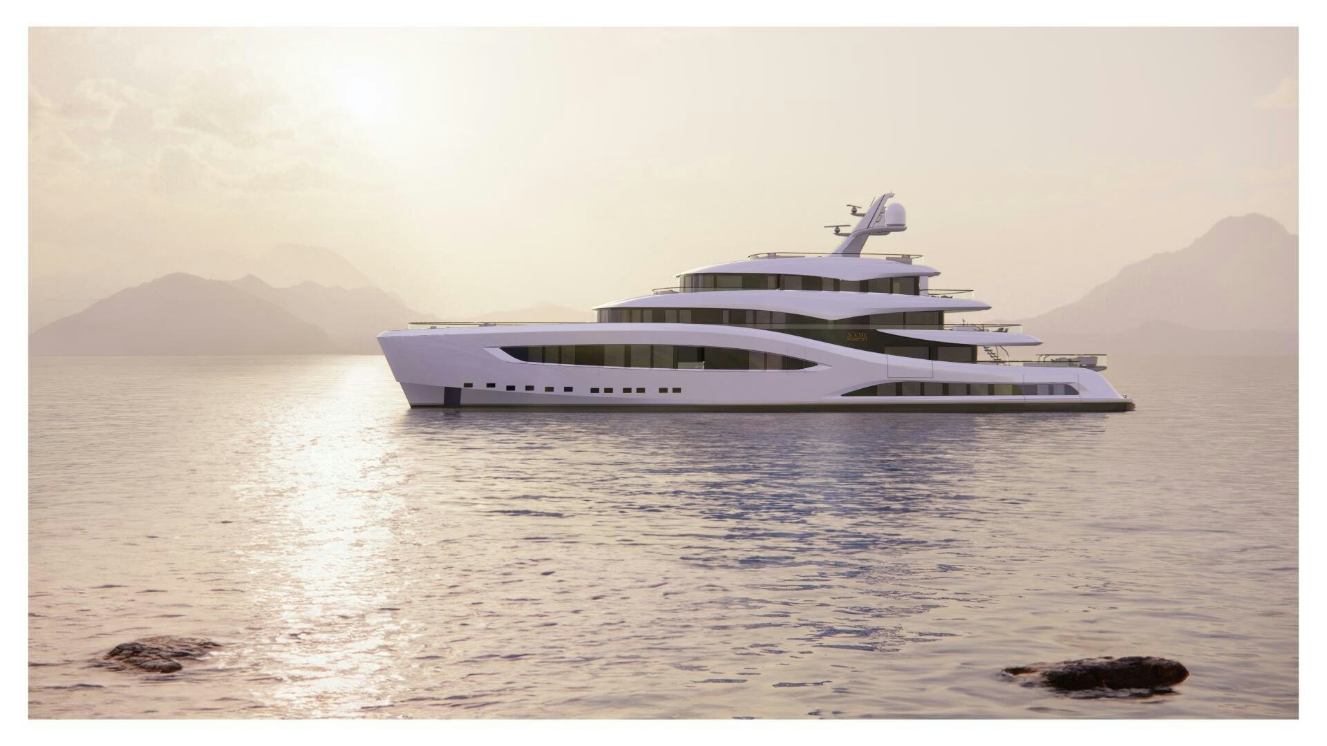 a white yacht in the water aboard PERENNIAL Yacht for Sale