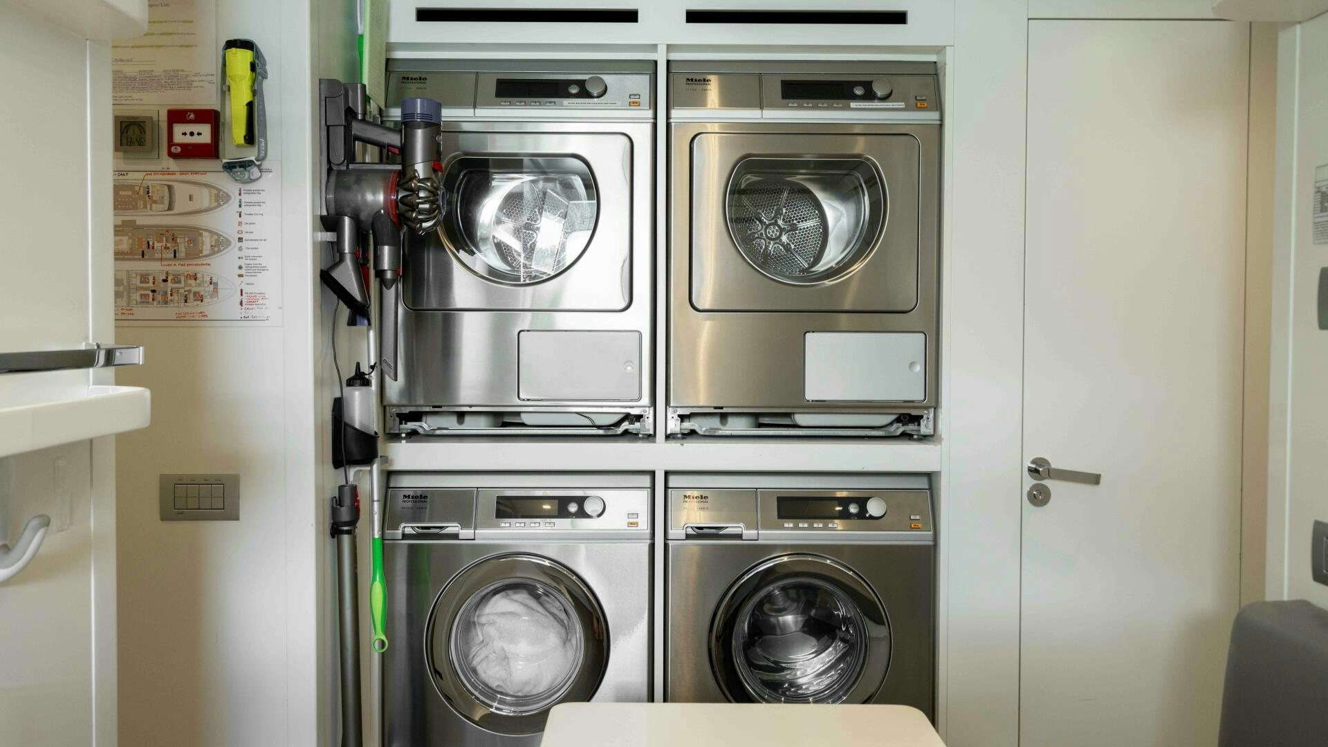 a row of washing machines aboard HONEY POT Yacht for Sale