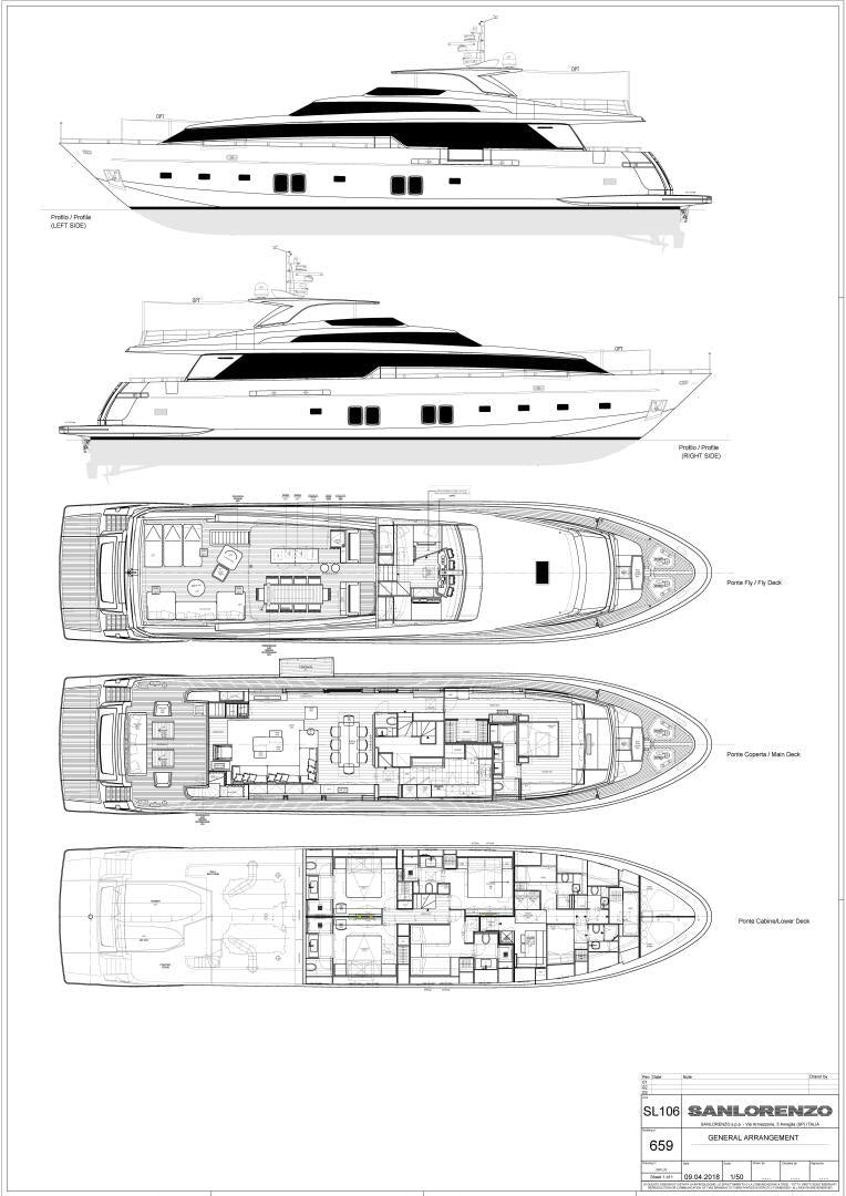diagram, engineering drawing aboard HONEY POT Yacht for Sale