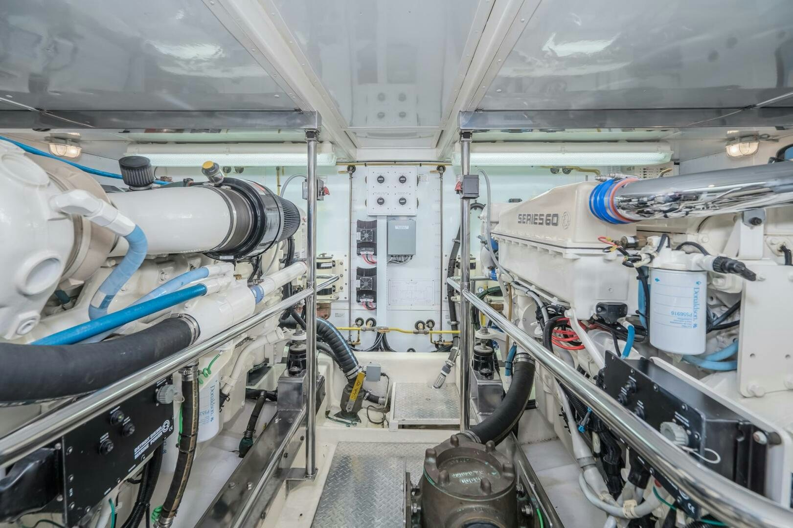 a large machine with pipes aboard ALL ABORDEAUX Yacht for Sale