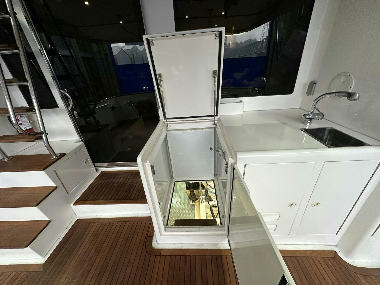 a refrigerator in a kitchen aboard ALL ABORDEAUX Yacht for Sale