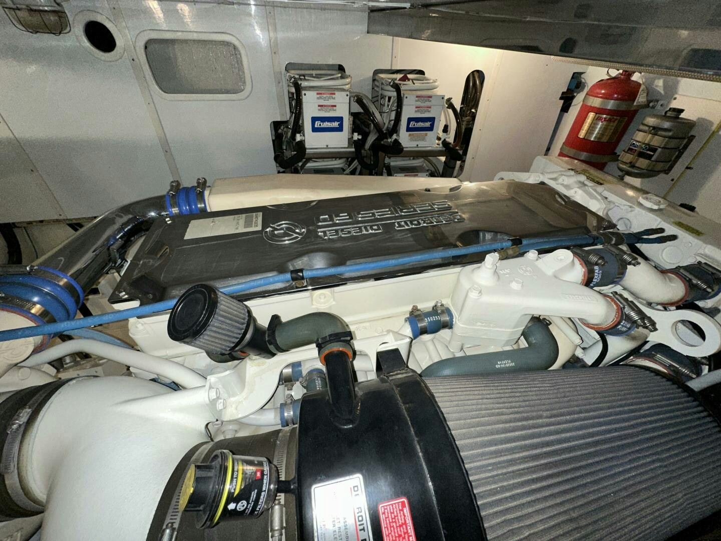 a car with a hood open aboard ALL ABORDEAUX Yacht for Sale