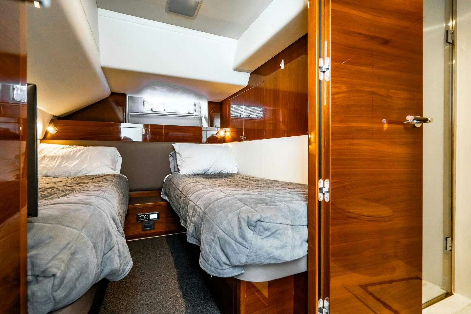 a room with two beds aboard PERFECT MATCH Yacht for Sale