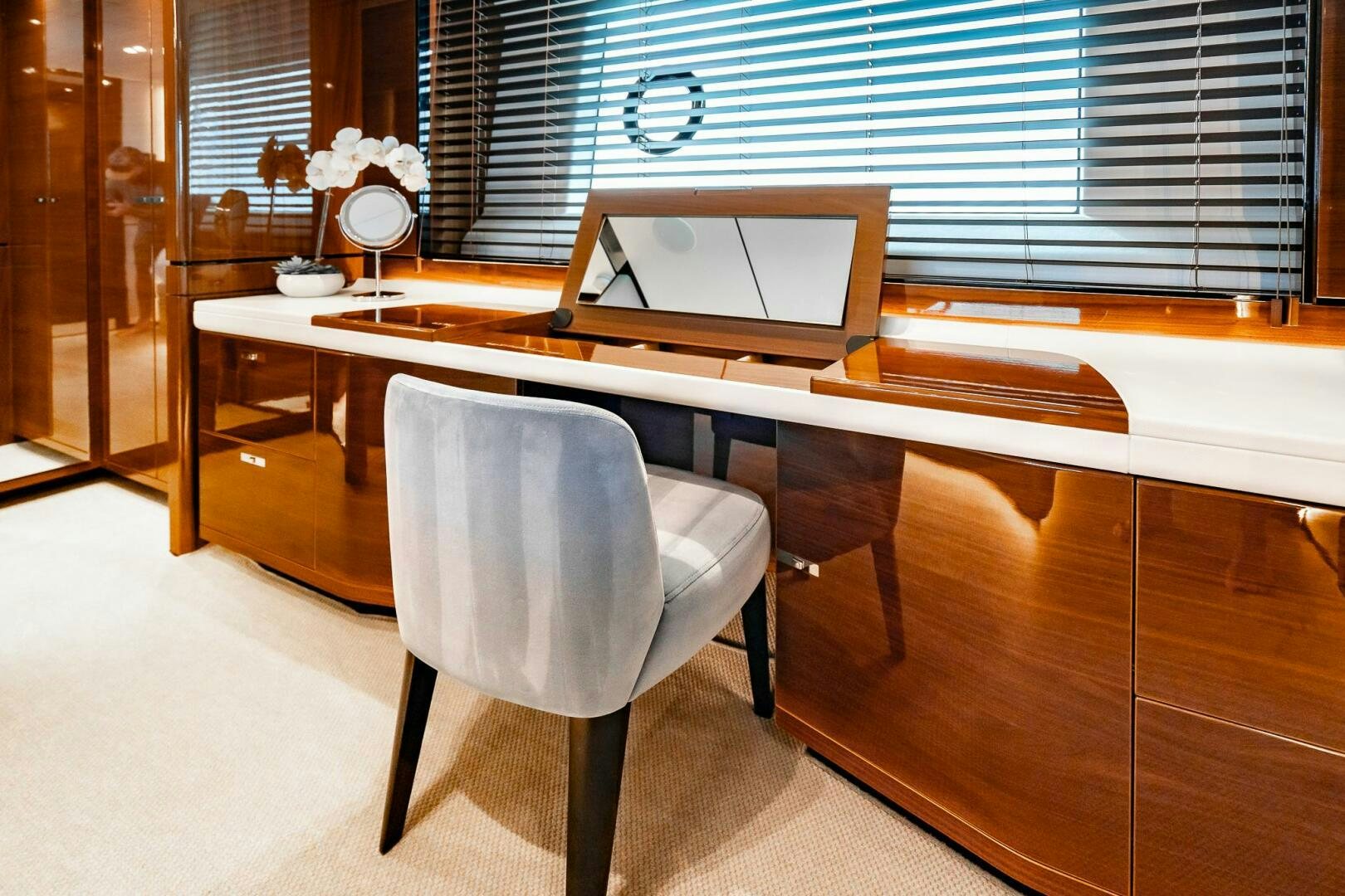 a chair in a room aboard PERFECT MATCH Yacht for Sale