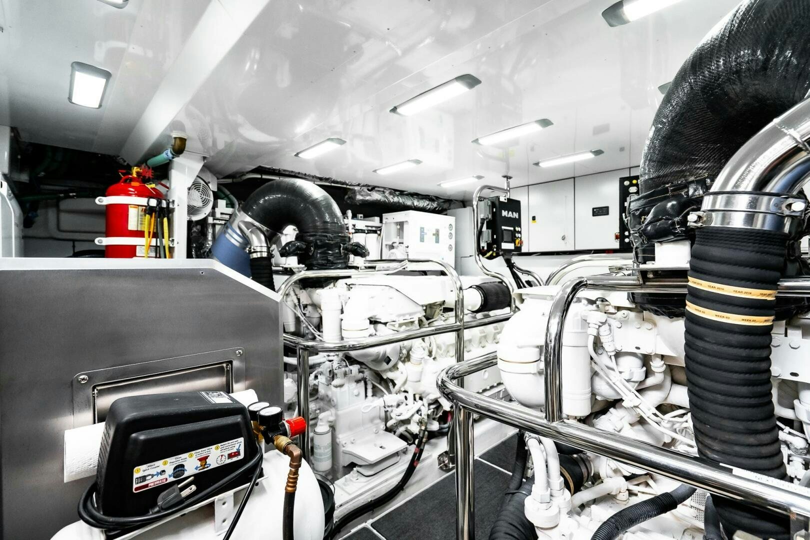 a machine with many wires aboard PERFECT MATCH Yacht for Sale