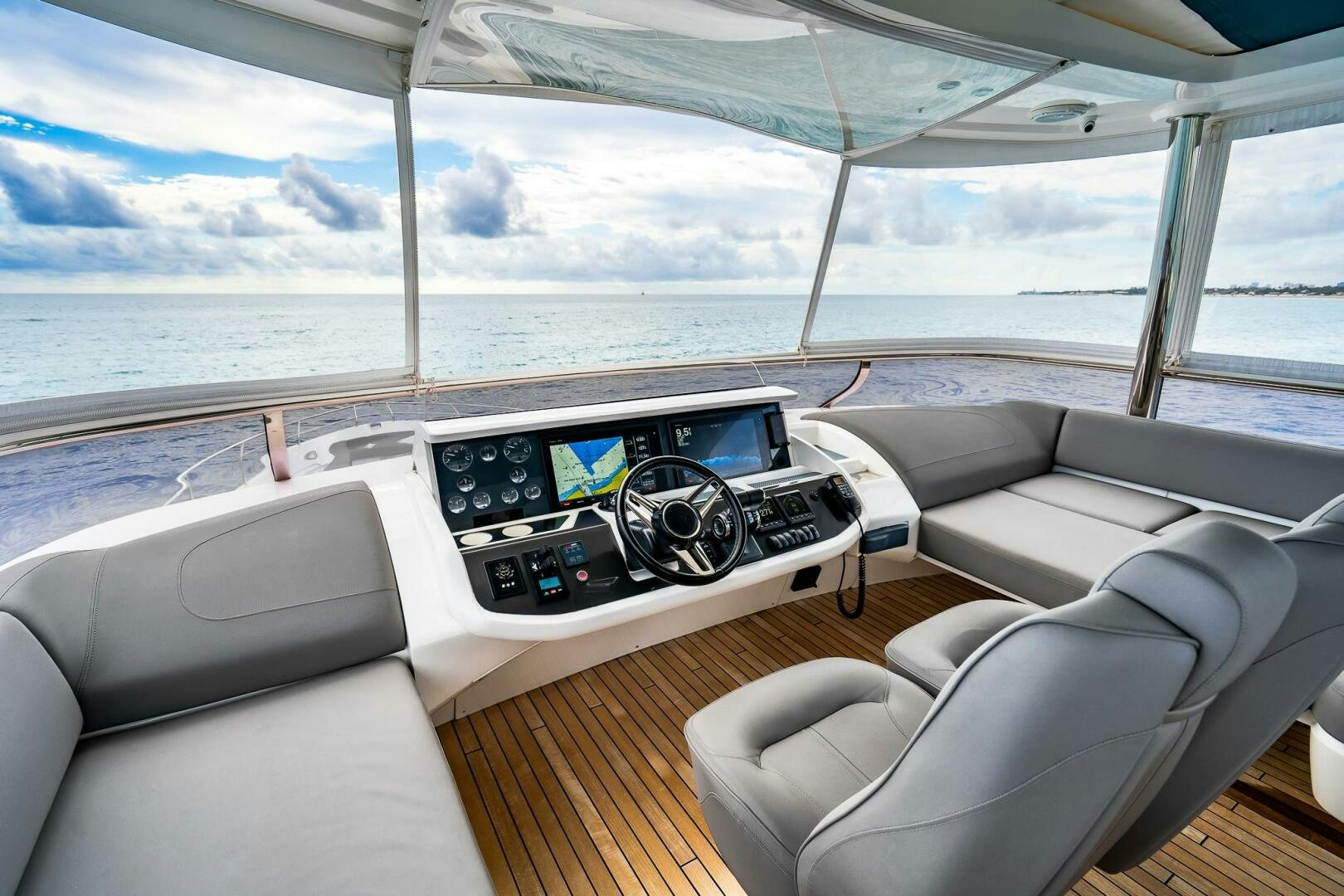 inside of a car aboard PERFECT MATCH Yacht for Sale