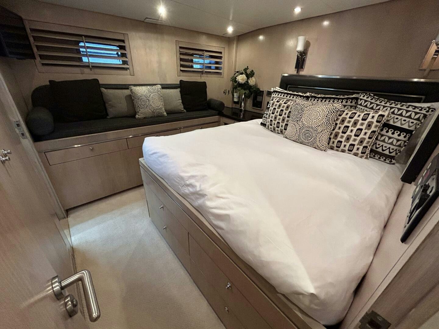 a bed in a room aboard TOTO Yacht for Sale