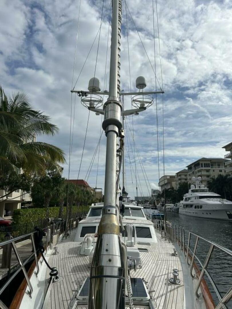 a tall pole with cables aboard TOTO Yacht for Sale