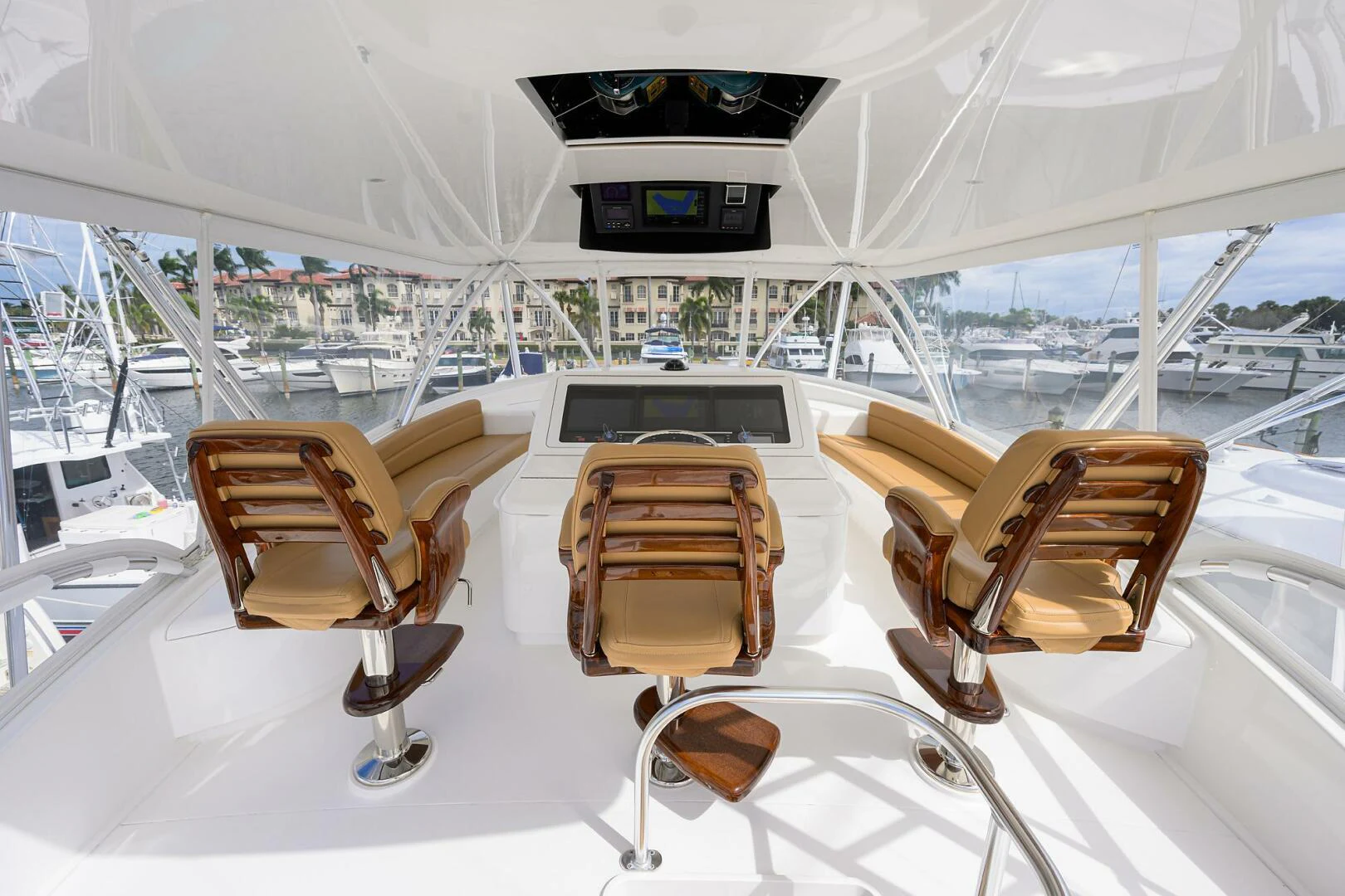 a couple of chairs on a deck aboard TAMI ANN Yacht for Sale