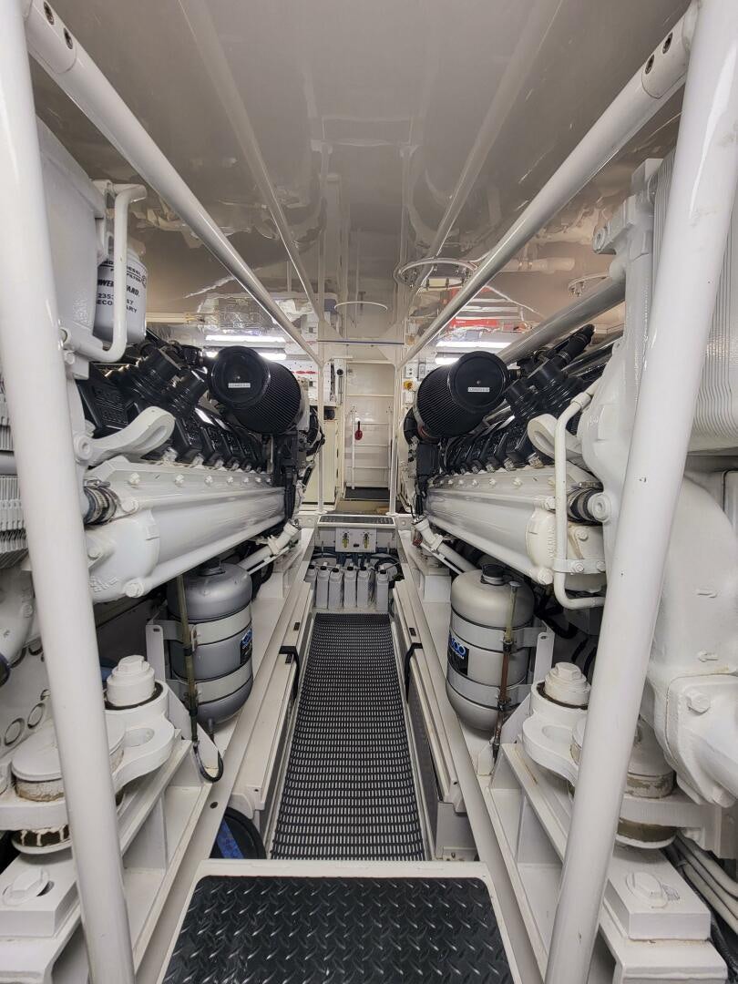 a large room with machinery aboard PRIME TIME Yacht for Sale