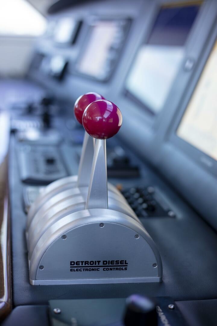 a pink balloon in a car aboard PRIME TIME Yacht for Sale