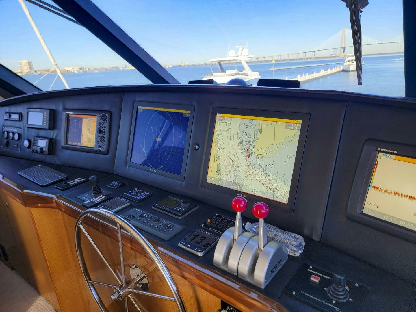 a control panel of a plane aboard PRIME TIME Yacht for Sale
