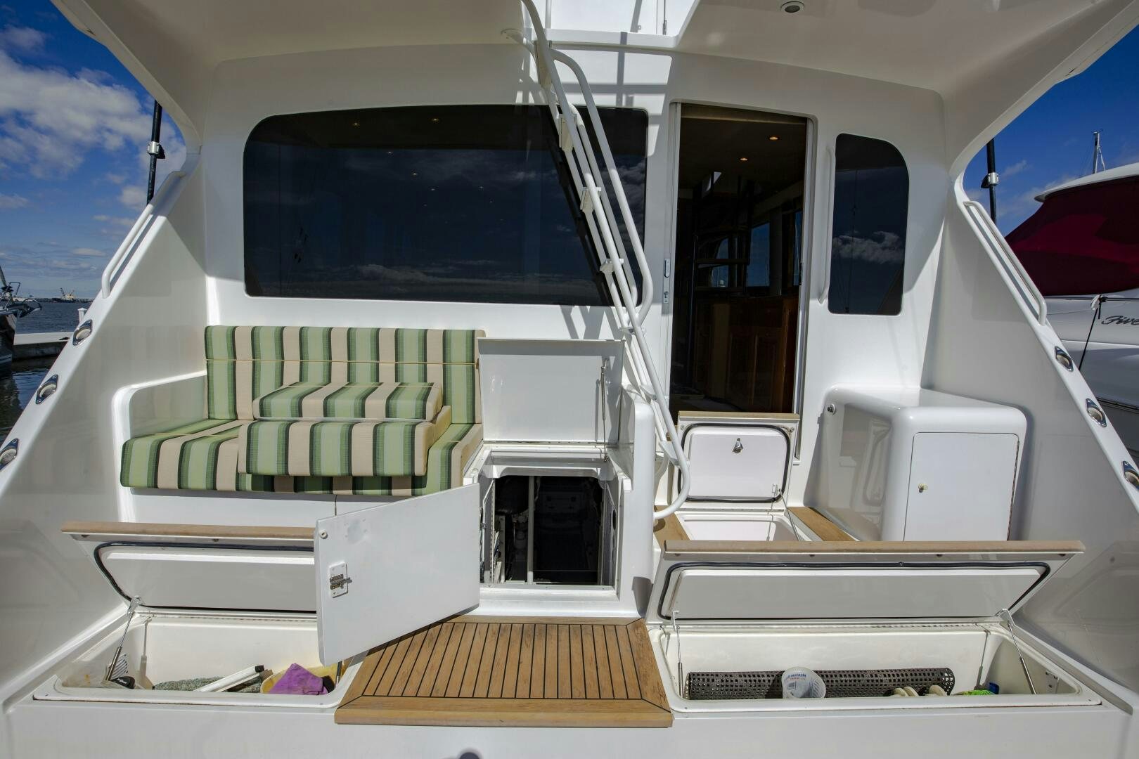 inside of a white vehicle aboard PRIME TIME Yacht for Sale