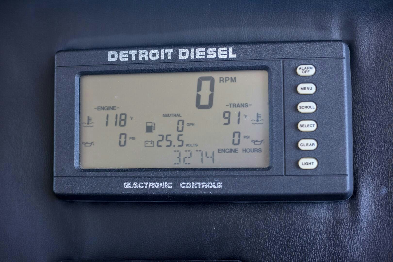 a black rectangular device with a white label and black text aboard PRIME TIME Yacht for Sale