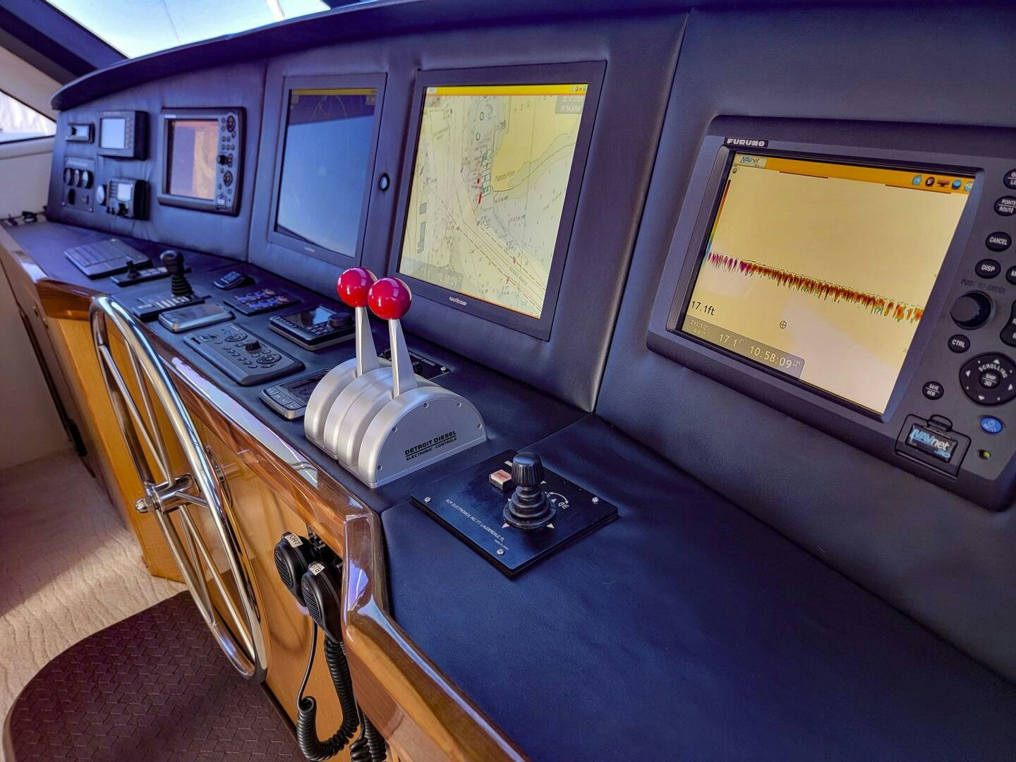 a control room with a computer aboard PRIME TIME Yacht for Sale