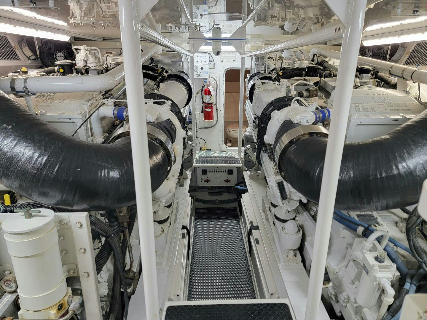 a room with pipes and tubes aboard PRIME TIME Yacht for Sale
